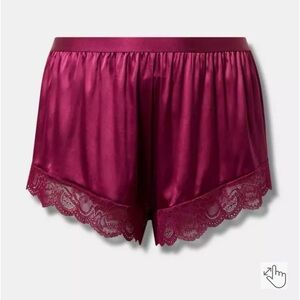 Torrid Burgundy Satin Lace Trim Pajama Shorts